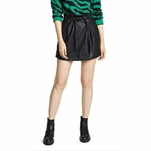 New Free People Womens sz 6 Faux Leather Payton Paperbag Miniskirt Black NWT